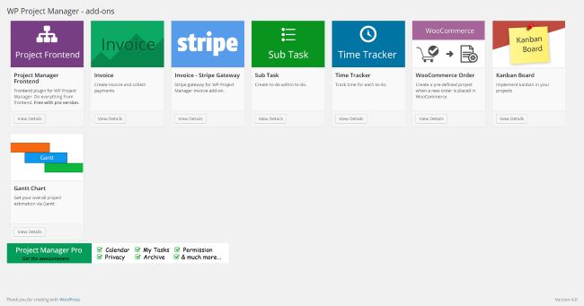 WP Project Manager addons