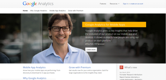 Google Analytics Homepage