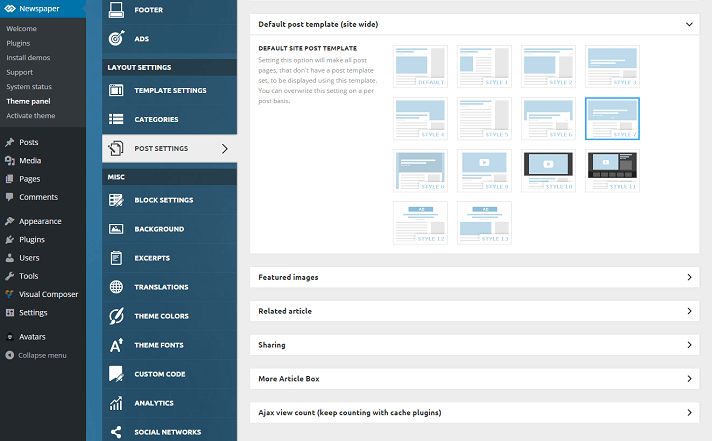 Newspaper - Post Settings