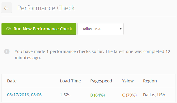 ManageWP Orion - Performance Check Tests