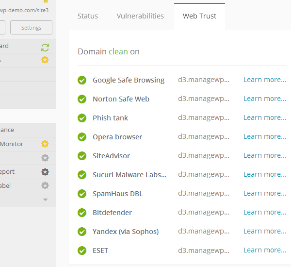 ManageWP Orion - Security Check - Web Trust