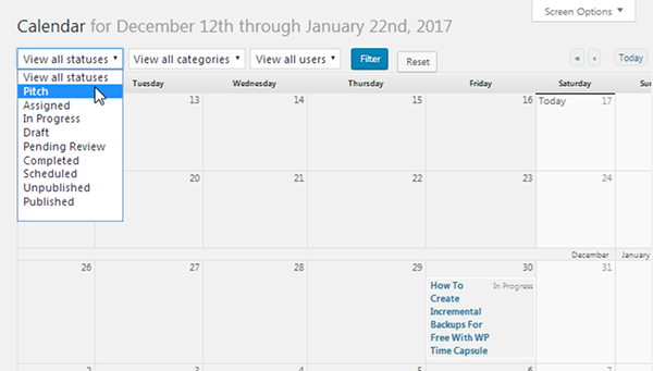 Calendar Filters