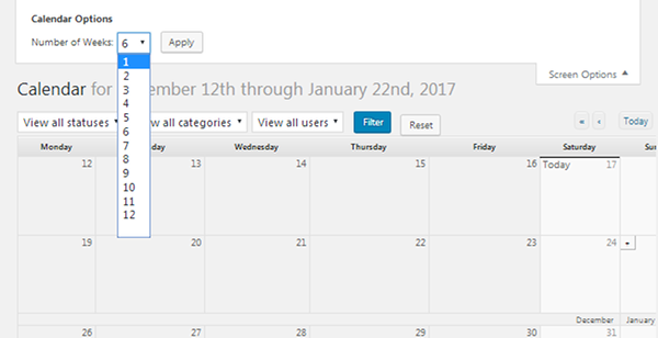 Edit Flow - Calendar Screen Options