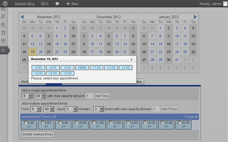 appointment booking calendar