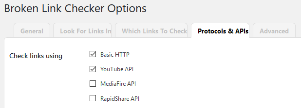 Broken Link Checker WordPress Plugin - Protocols and APIs