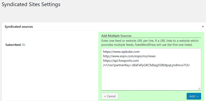 RSS Feed Plugins - FeedWordPress Syndicated Sites