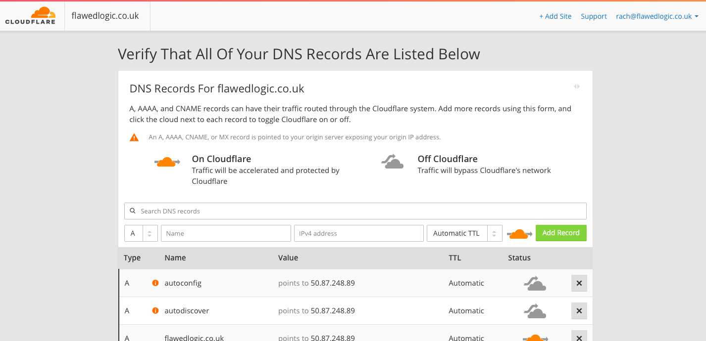 cloudflare dns settings