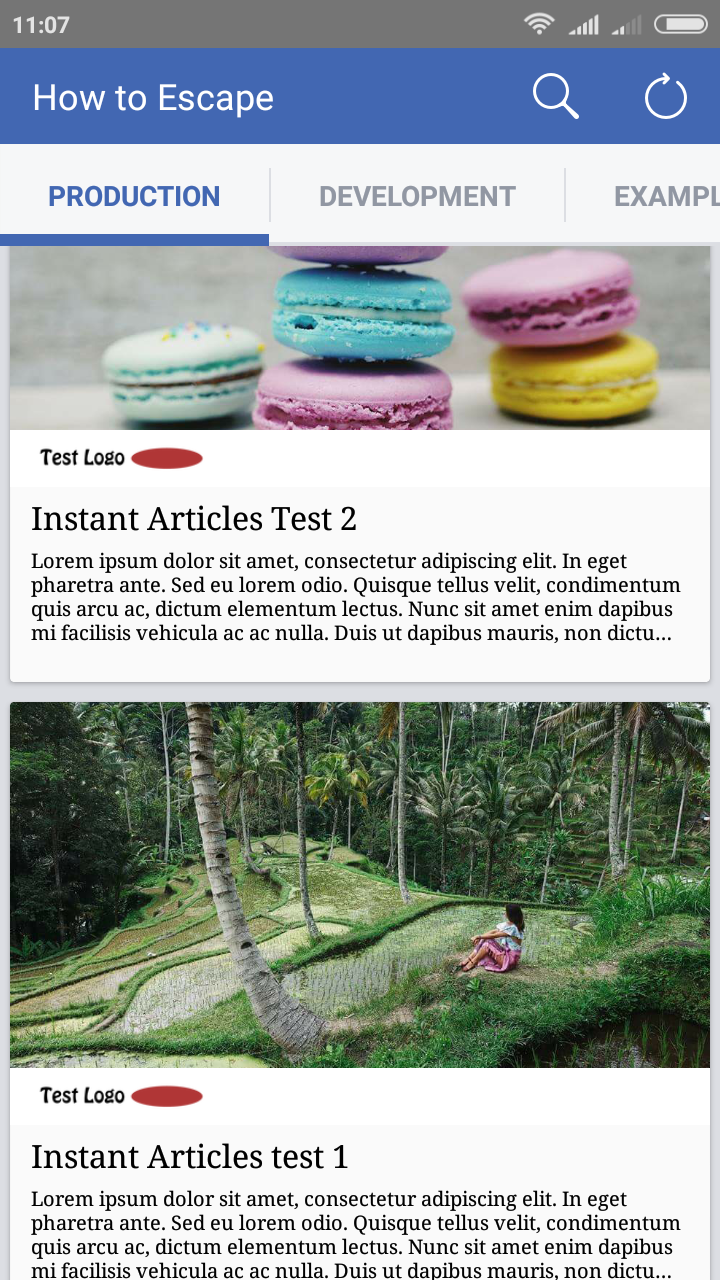 facebook app instant articles list