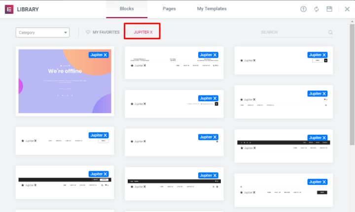 jupiter x elementor templates