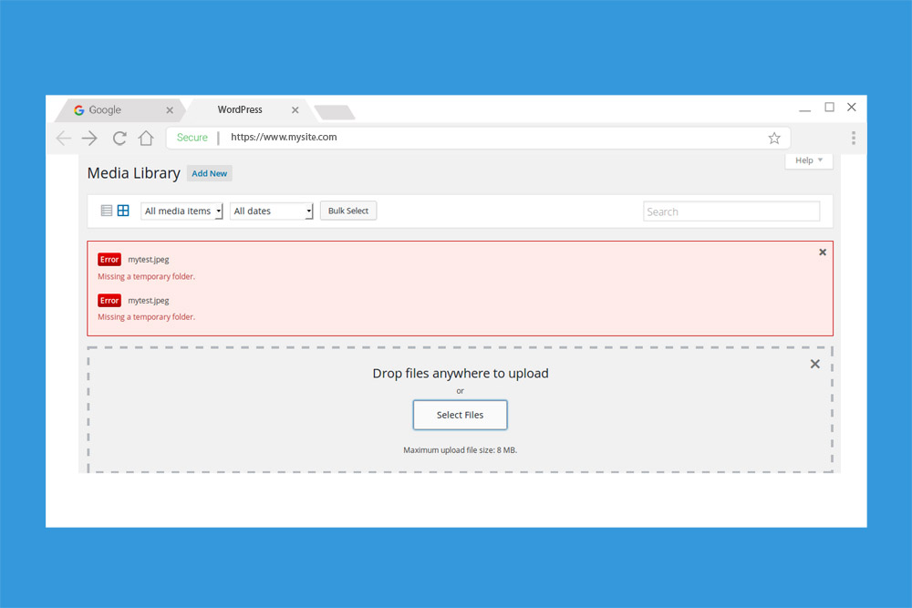 Missing A Temporary Folder error wordpress