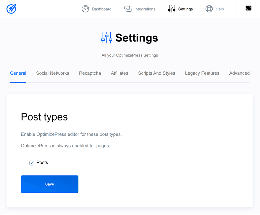 General Settings for OptimizePress