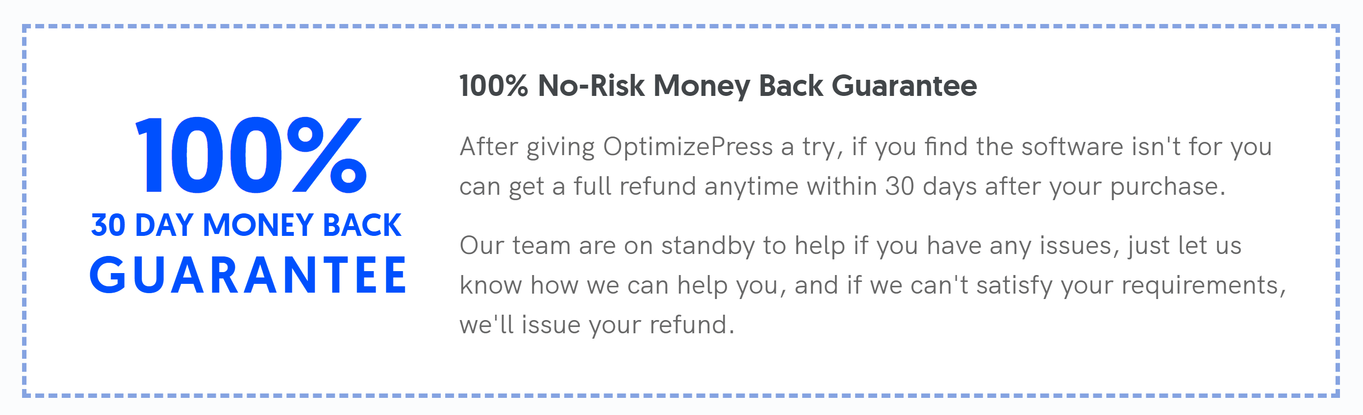 OptimizePress Money Back Guarantee