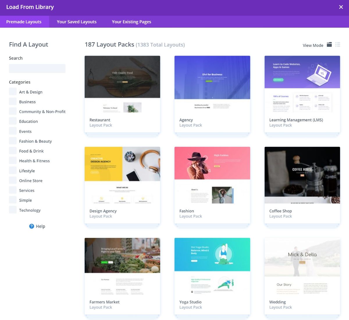 Divi theme templates