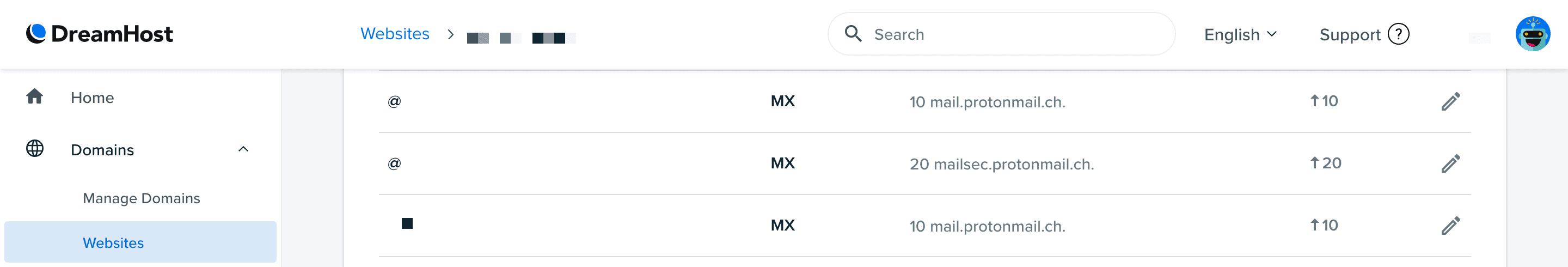 DreamHost's MX records.