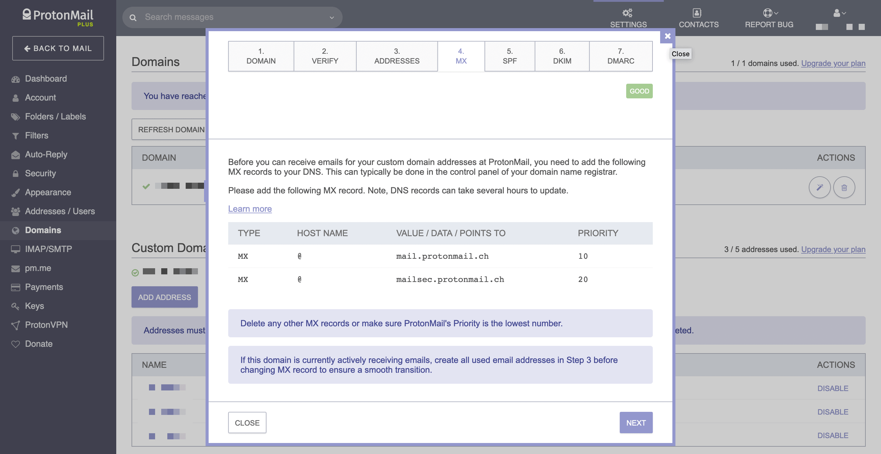 Protonmail's MX records.