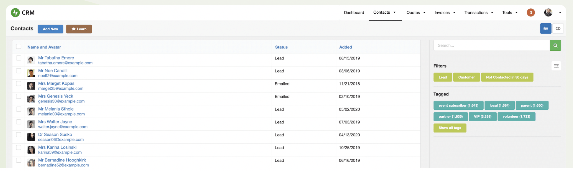 Jetpack CRM's dashboard.