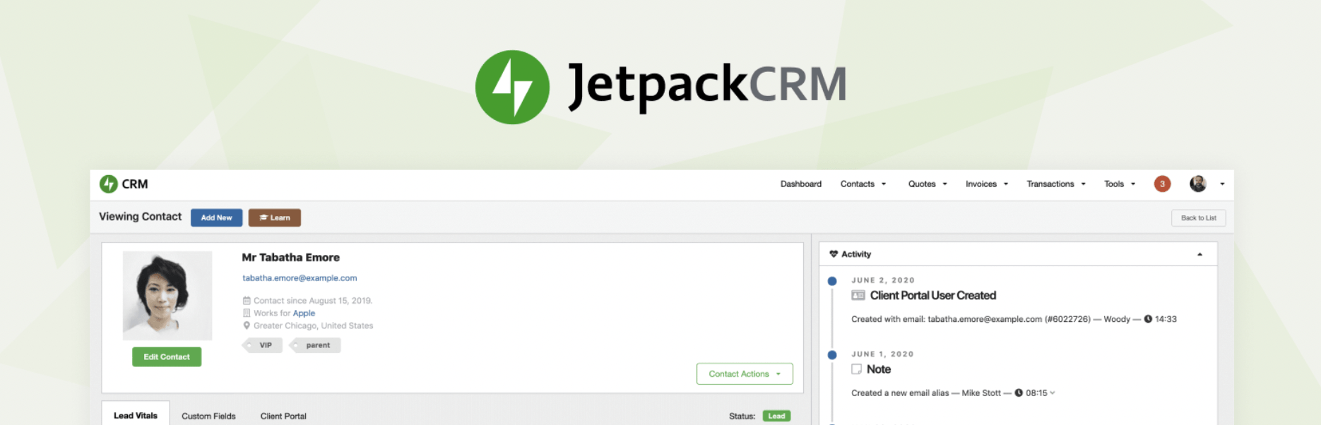 The JetpackCRM plugin.