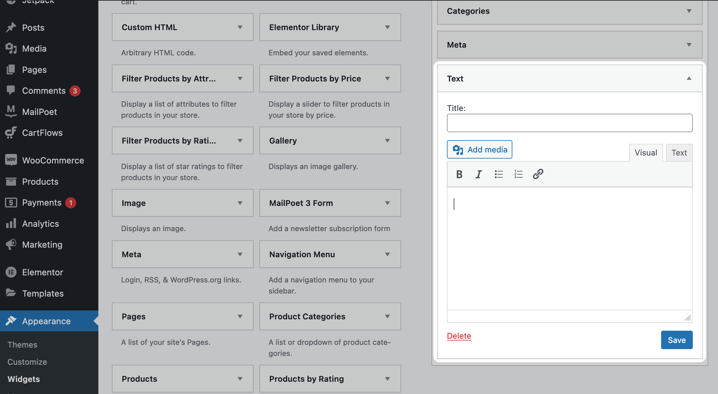 Adding text to a Text widget.