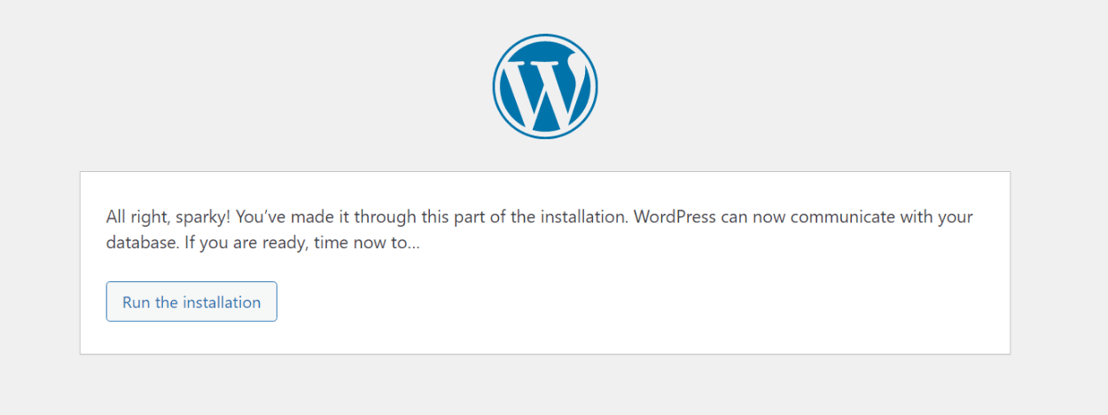 Run the WordPress installer