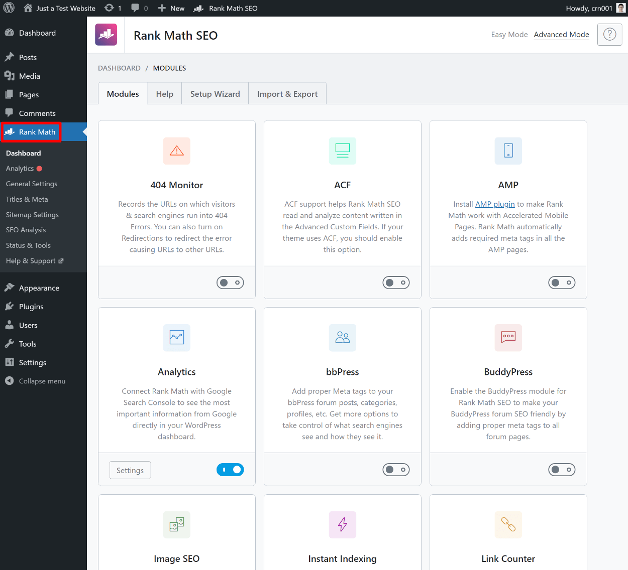 Rank Math modules