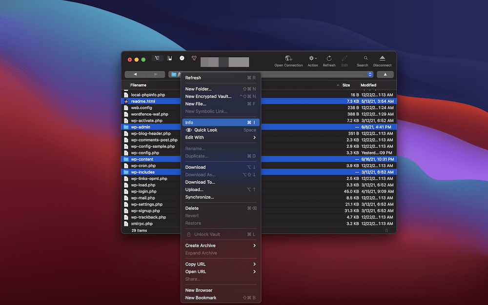 Selecting folders using SFTP.