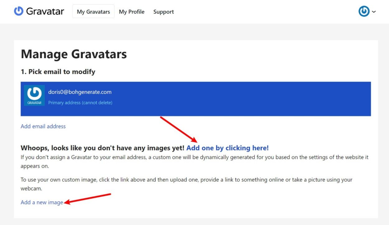 Add a new Gravatar image