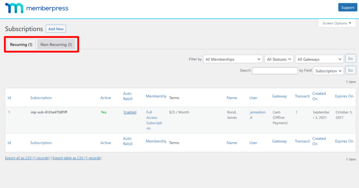 Managing subscriptions