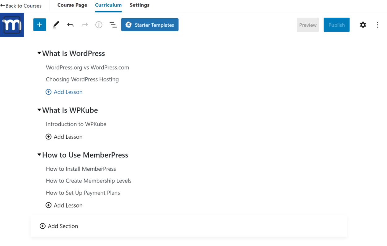 MemberPress Course builder