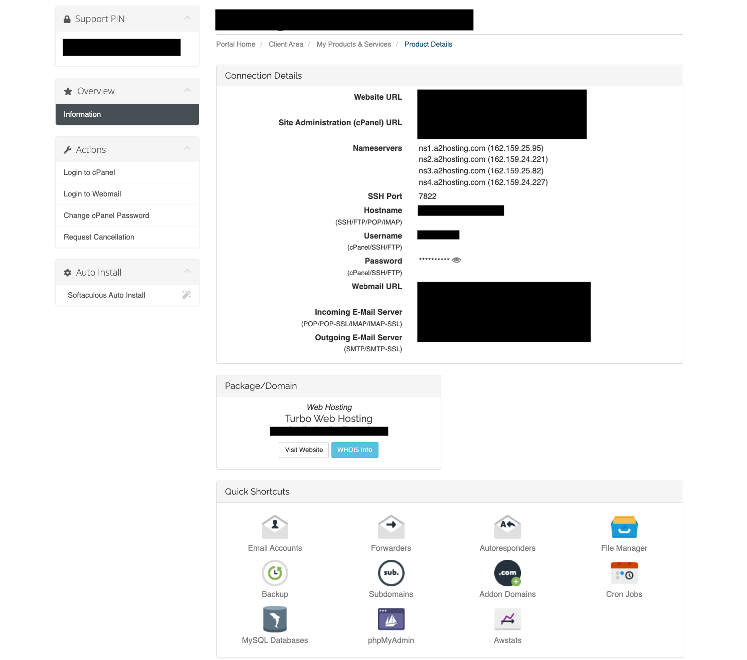 A2 Hosting managing sites