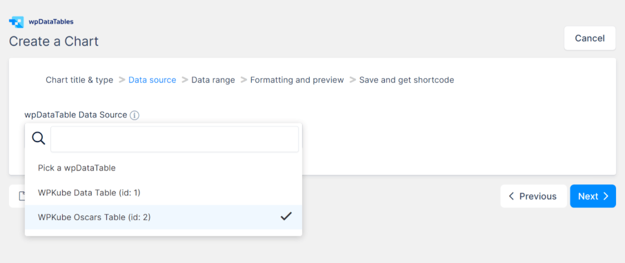 wpDataTables chart source