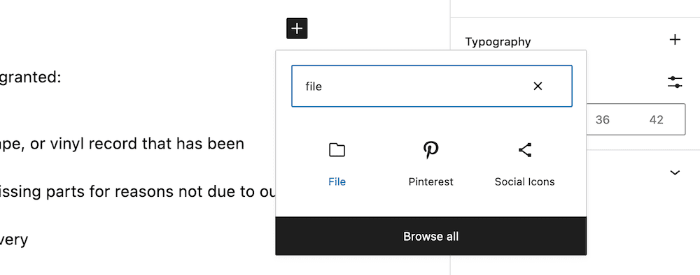 The WordPress File Block.