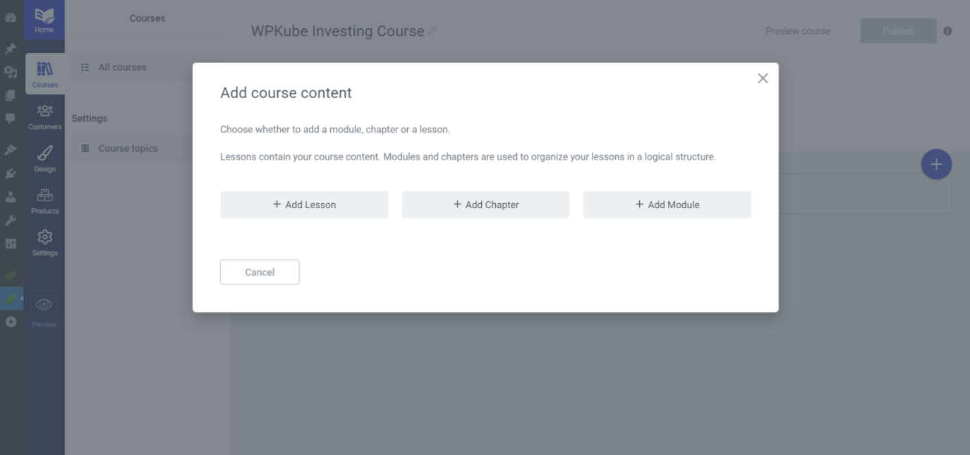 Adding course content