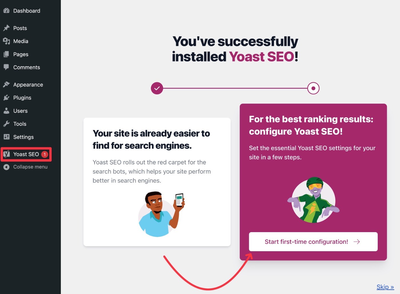 Yoast SEO setup wizard