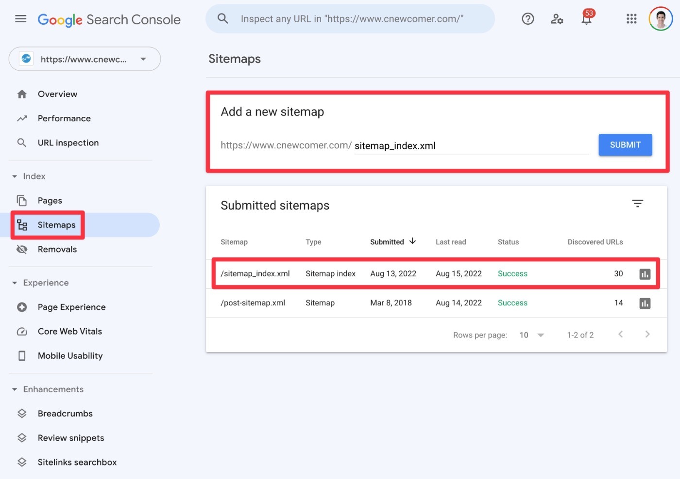 Submit sitemap to Google Search Console to improve WordPress SEO