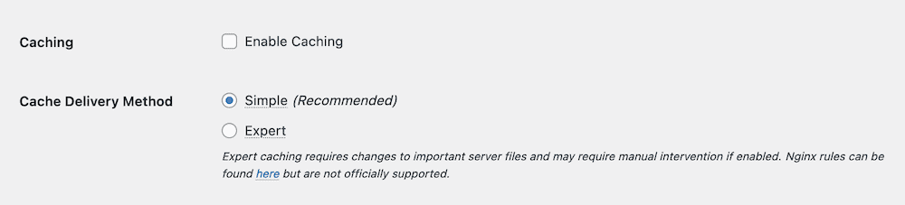 Choosing a cache delivery method.