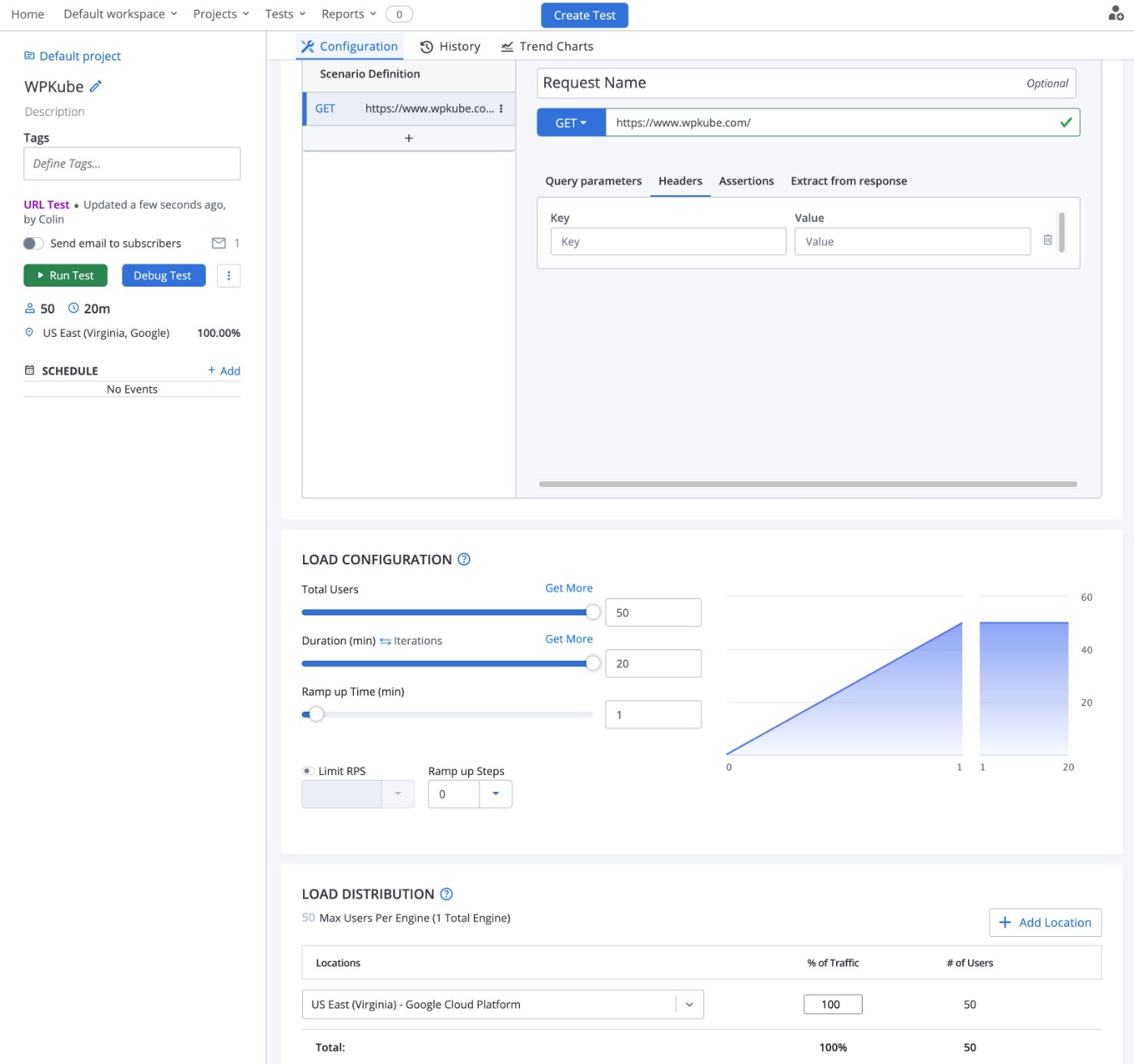 Blazemeter WordPress stress test tool