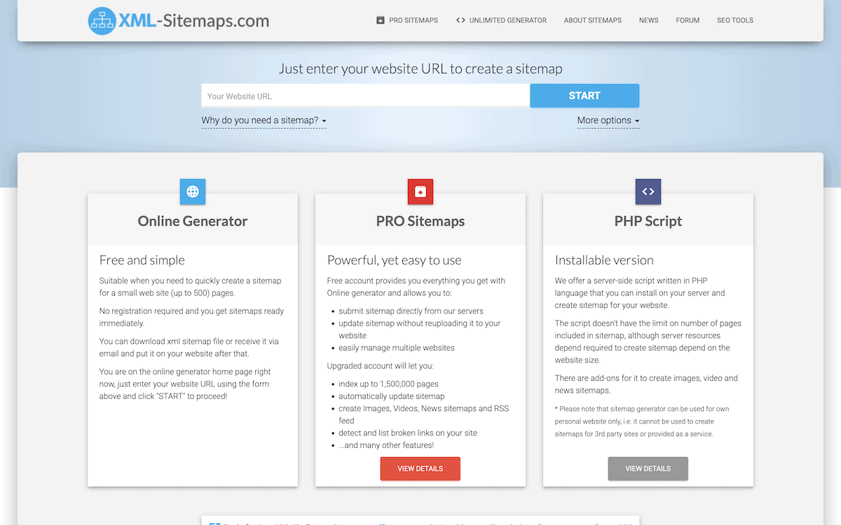 An online generator for XML sitemaps.